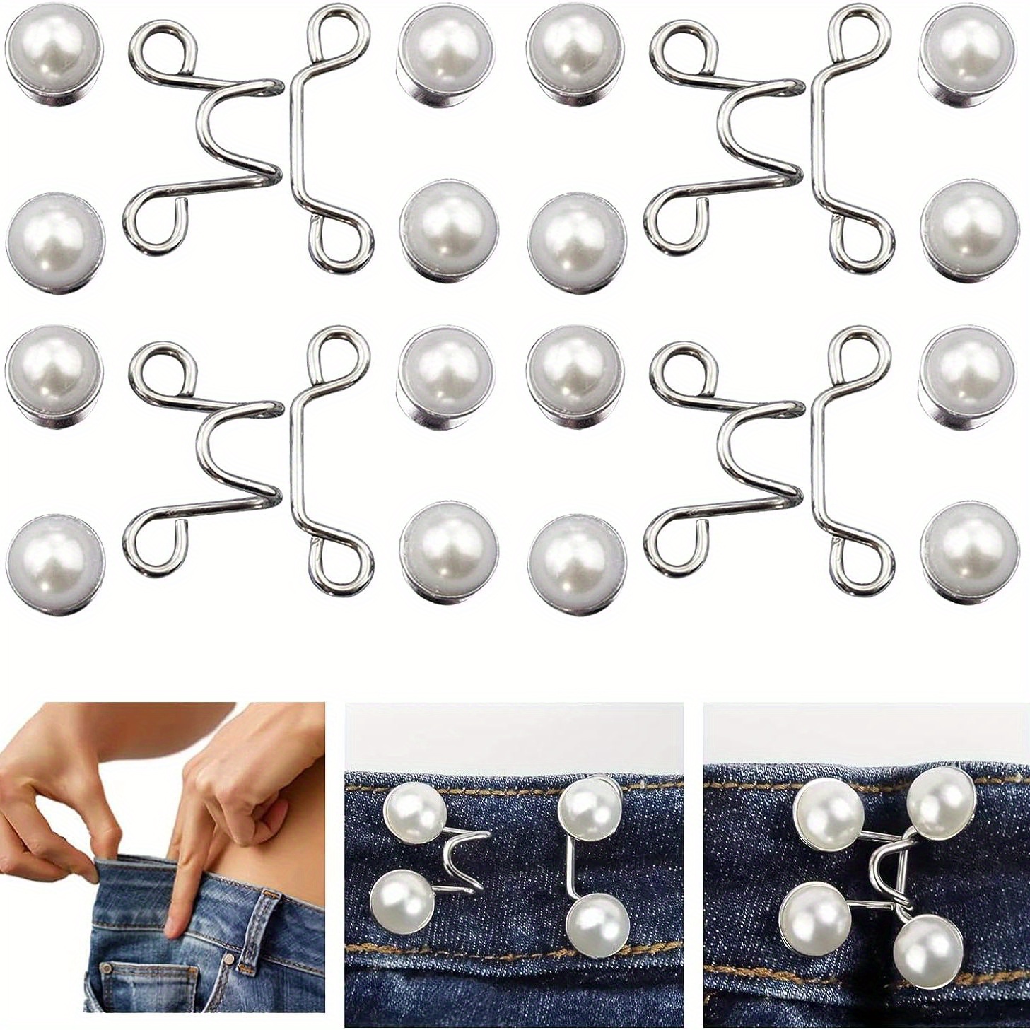 2pairs Pant Waist Tightener Jeans Buttons For Loose Jeans Pants Clips, For  Waist Detachable Jean Buttons Pins No Sewing Waistband Tightener