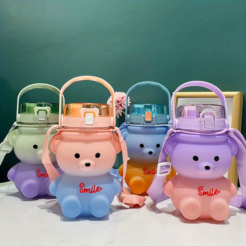  RIJUPYTS Botella de agua Kawaii Bear con pajilla