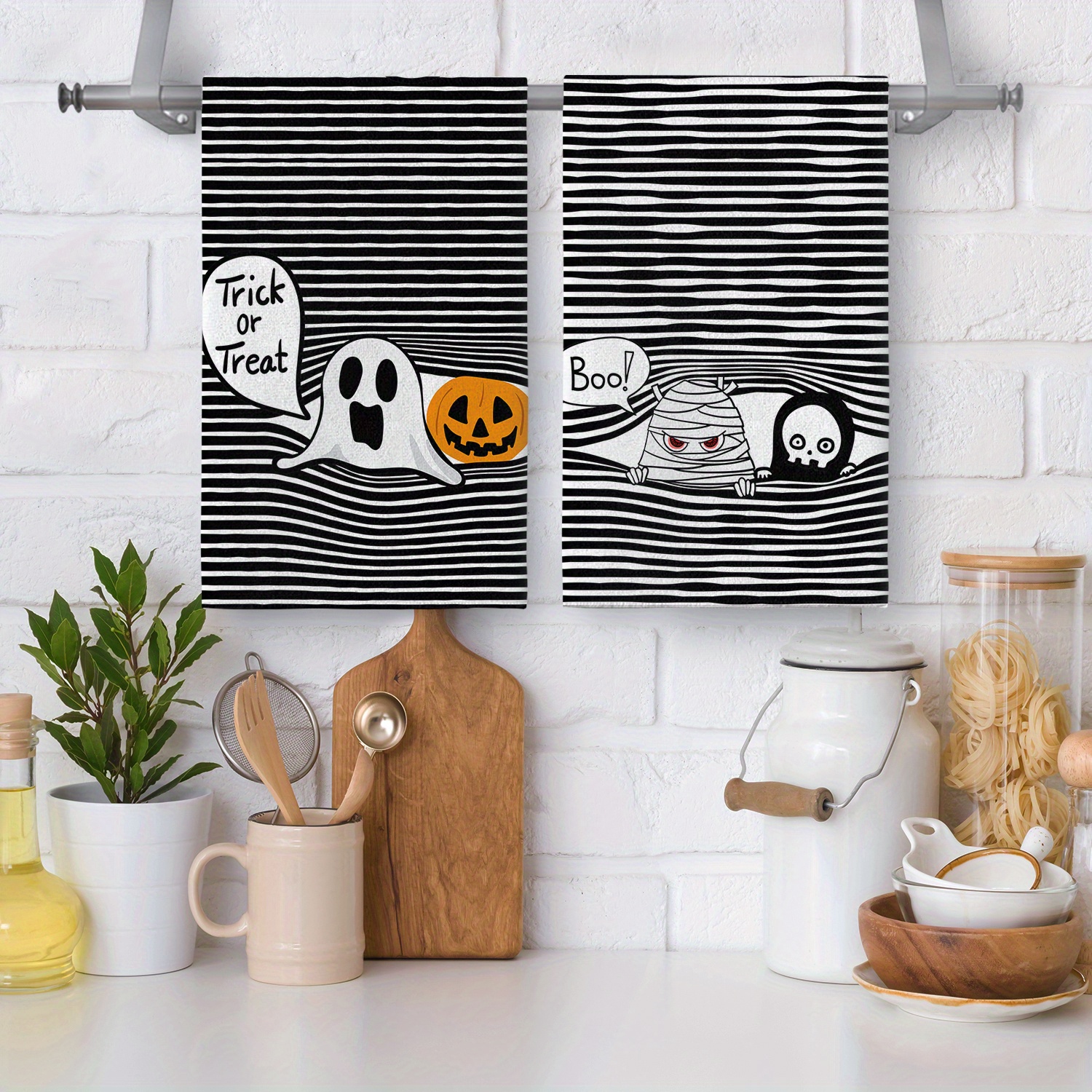 Polyester Dish Cloth, Halloween Pumpkin Ghost Pattern Soft