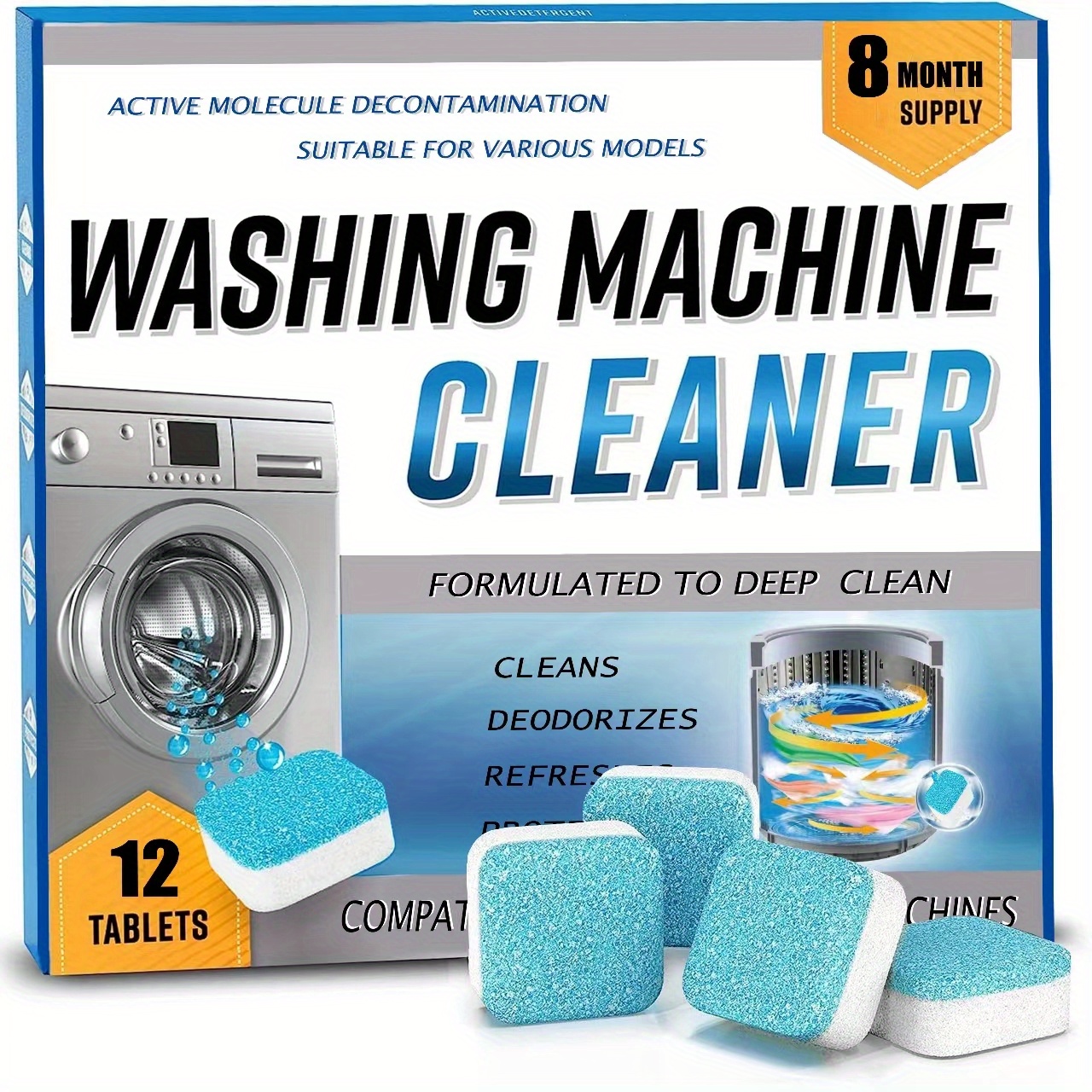 Eco-Friendly Washing Machine Cleaner Descaler - Deep Clean for HE Front  Loader & Top Load Washer - 5/10pcs Septic Safe Deodorizer Tablets