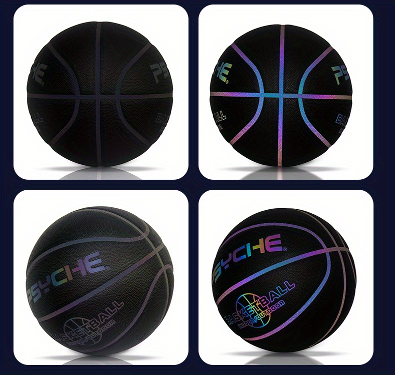 Profesjonalna piłka do koszykówki na zewnątrz/w hali – jednoczęściowa piłka treningowa z neonowym, świecącym logo – wytrzymały, czarny kosz do użytku na zewnątrz i wewnątrz_voghion.com