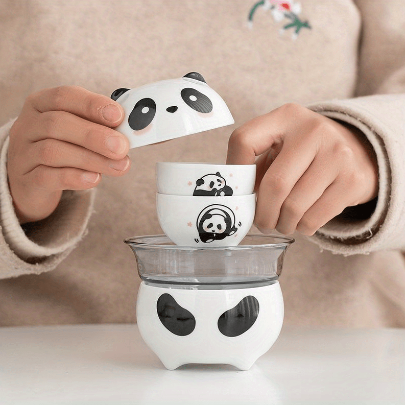 1 Set Set Tè Viaggio In Ceramica Panda Simpatica Mini Tazza - Temu