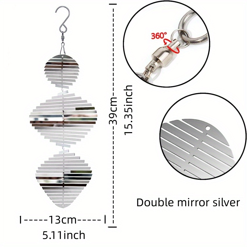 A Set Includes 1pc A Stainless Steel Spiral 3d Tornado Wind Chime, Suitable For Large Gardens And Indoor Decoration