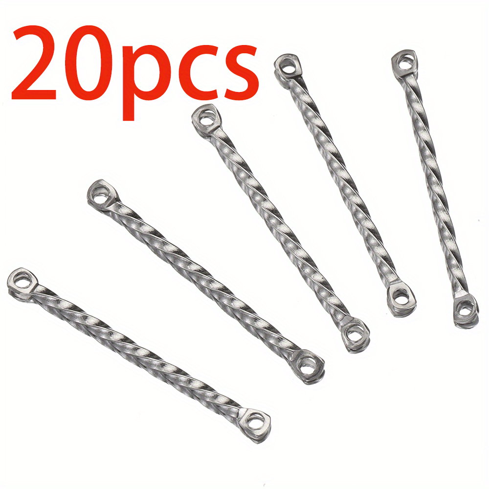 20 304 304 Stainless Steel Double Hole Embossed Round Bar Twisted Double Pendant Connecting Rod Jewelry Additions