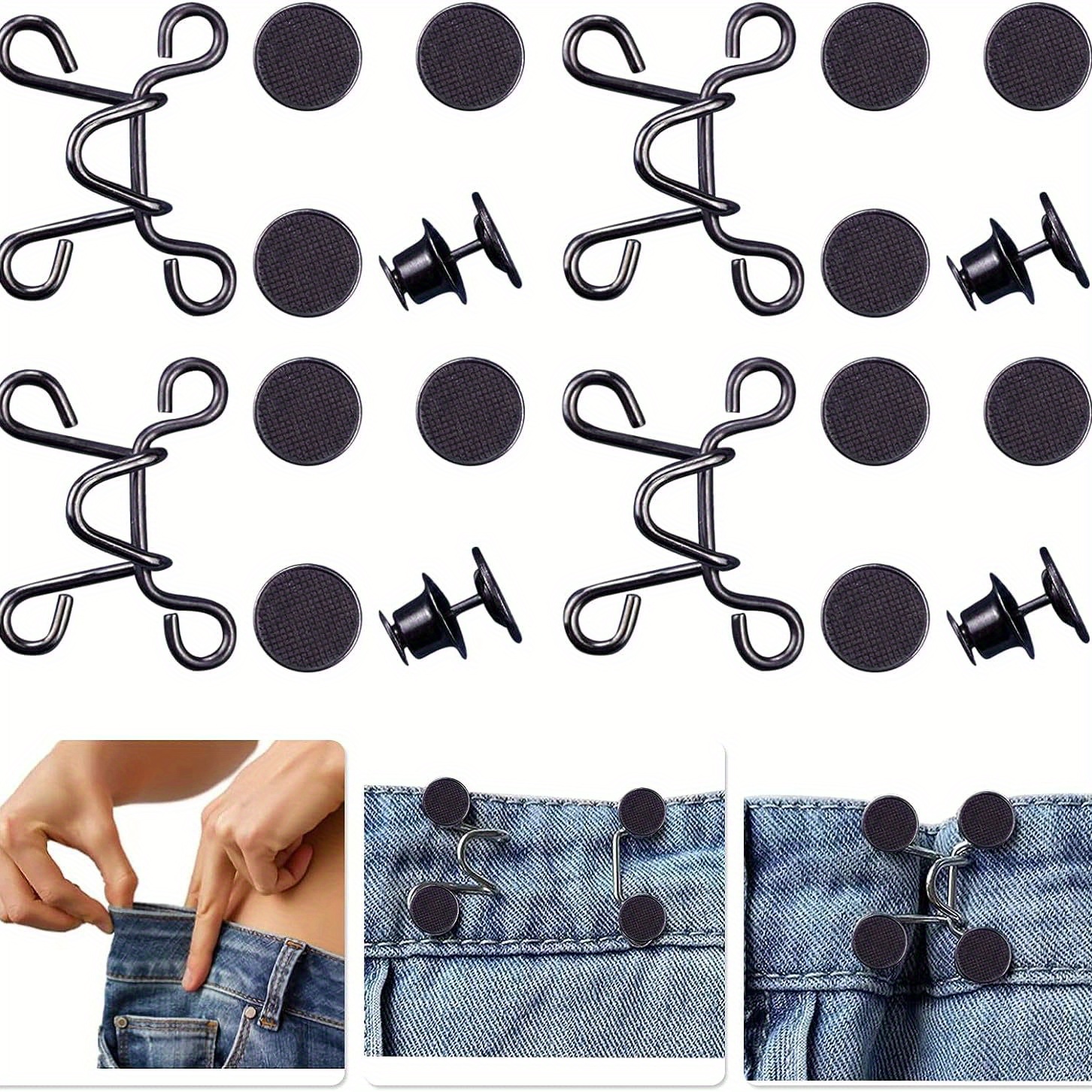 oditton 4 Set Pant Waist Tightener - Adjustable Waist Buckle Set, Button  Adjuster for Pants Skirts Jeans Sleeves, Extra Button for Jeans to Make