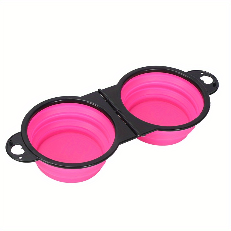 TEMU Portable Pet Folding Bowl, Outdoor Dog Double Bowl For Water And Food , Cat Bowl, Pet Dog Food Basin, Suitable For Travel, Camping, Outdoor ,