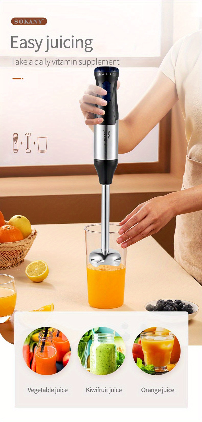 Hand Blenderelectric Egg Beater Fruit Juicer Electric Handheld Hand Mixer  Stick With Ground Meat Bowl, Grinding Cup, High Power Hand Blenders  Cookware, Kitchenware, Kitchen Accessories Kitchen Stuff Small Kitchen  Appliance - Temu