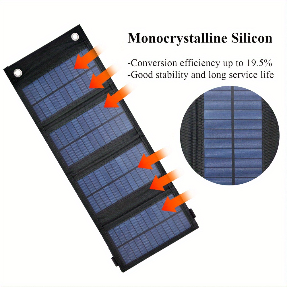  YOLANESS Panel solar portátil para central eléctrica, cargador  de panel solar plegable de 100 W/20 V con soporte ajustable y salidas USB  para acampar : Patio, Césped y Jardín