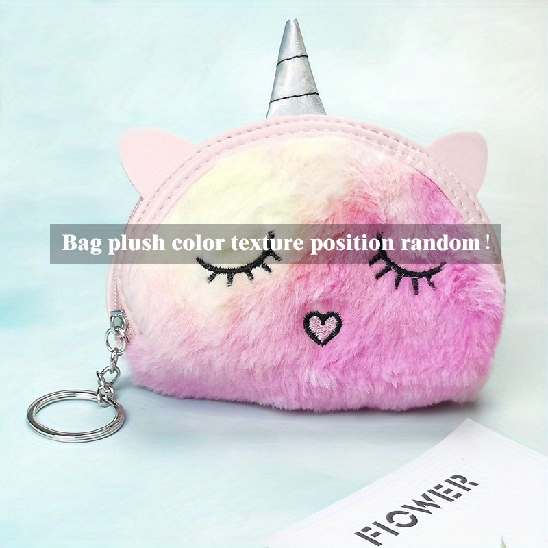 Pink Flower Round Coin Purse Keychain