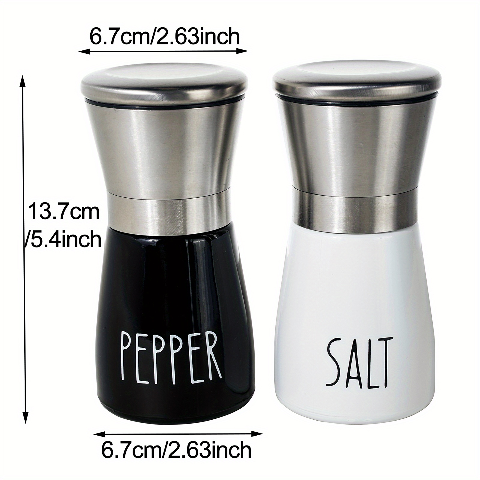  Salt and Pepper Shakers Set, 4 oz Glass Black White Salt Pepper  Shaker Set with Stainless Steel Lid, Cute Modern Kitchen Decor, Ideal Gift  for Thanksgiving Christmas: Home & Kitchen