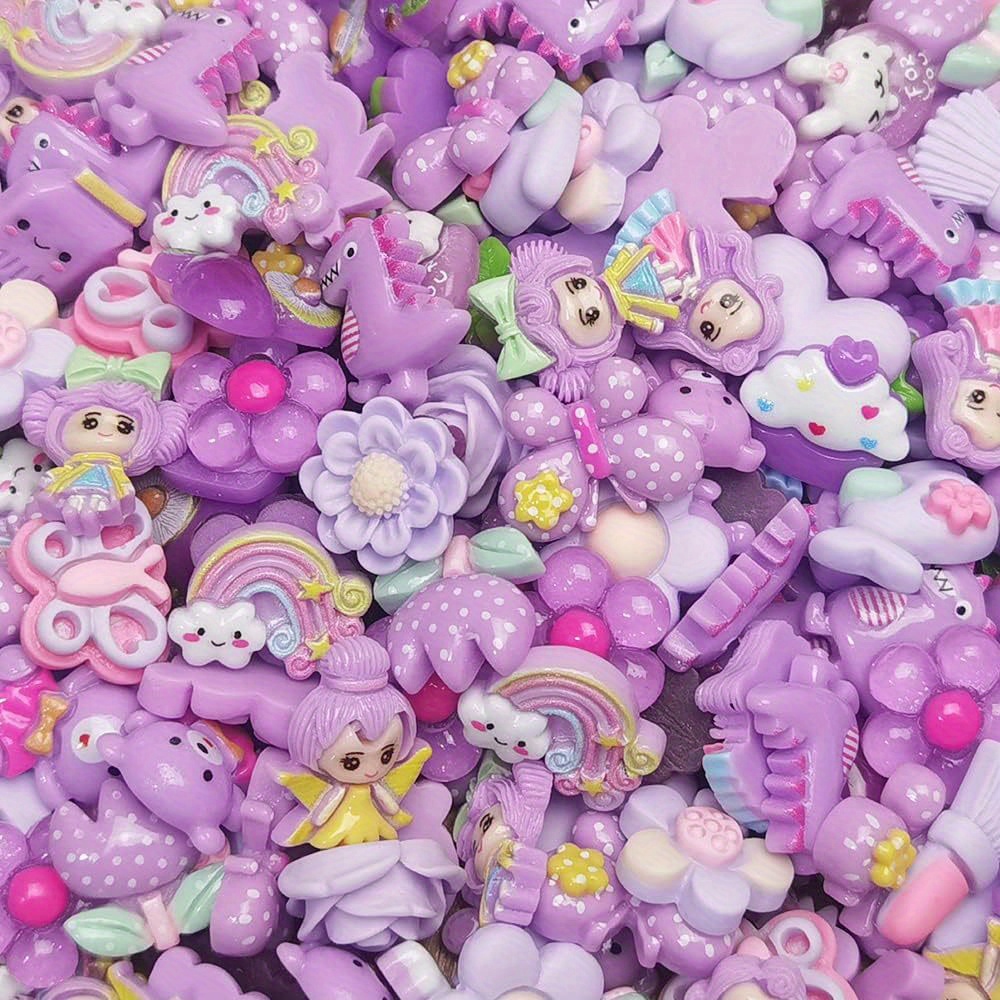 10 Resin Cabochons Food Slime Charms Valentines Day Purple Assorted Lot
