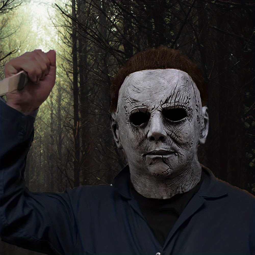 Men's Halloween Mask Scary Knife Scar Latex Headgear, Horror Bloody