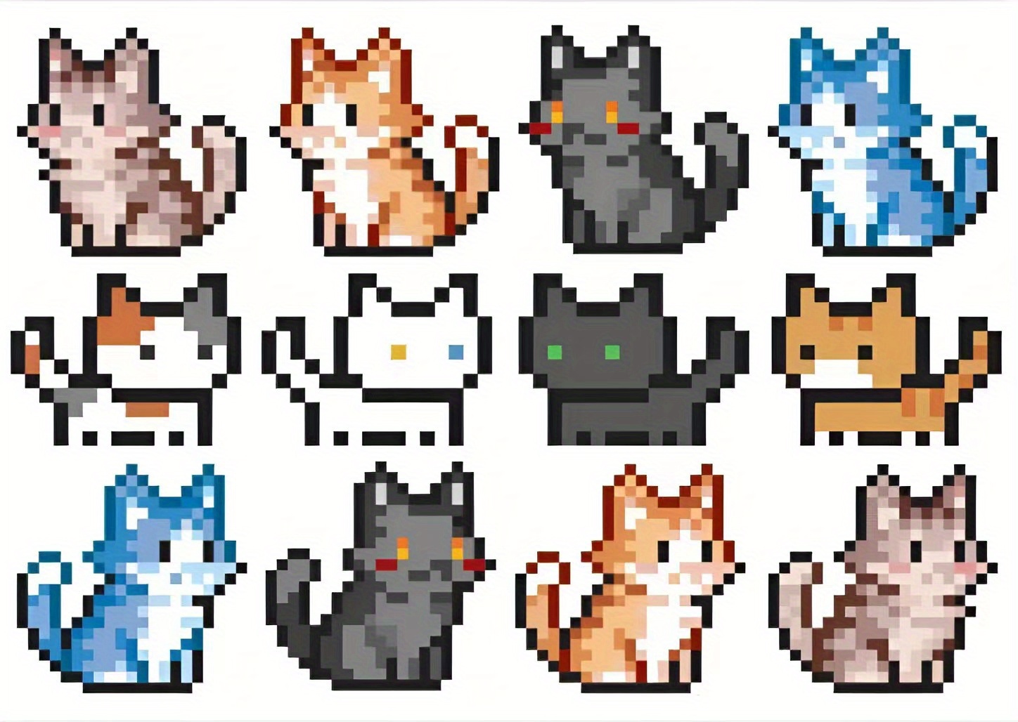 Cartoon Cute Pixel Pet Cat Stickers Storage Box Notebook Computer Mobile  Phone Creative Waterproof Stickers - Temu Austria