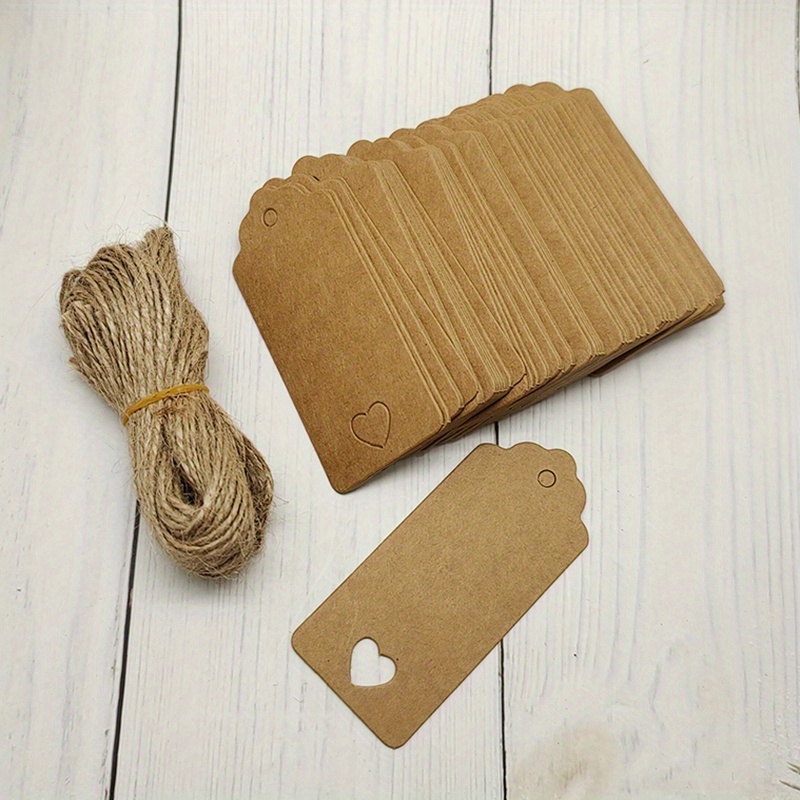 Hollowed Heart Kraft Paper Tags White Black Gift Cards - Temu