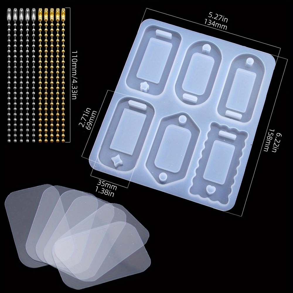 17pcs/set Geometry Ornament Quicksand Tags Silicone Epoxy Mold Keychain Pendant Jewelry Crafting Mould For Valentine Gift