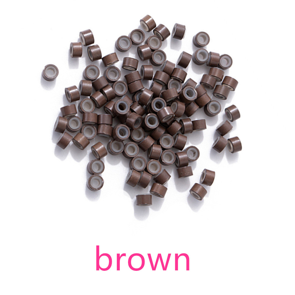 Hair Extension Beads, Brown Microlink Beads with Silicon, 3mm Silicone  Rings for Hair Extesions (1000pcs,Brown)