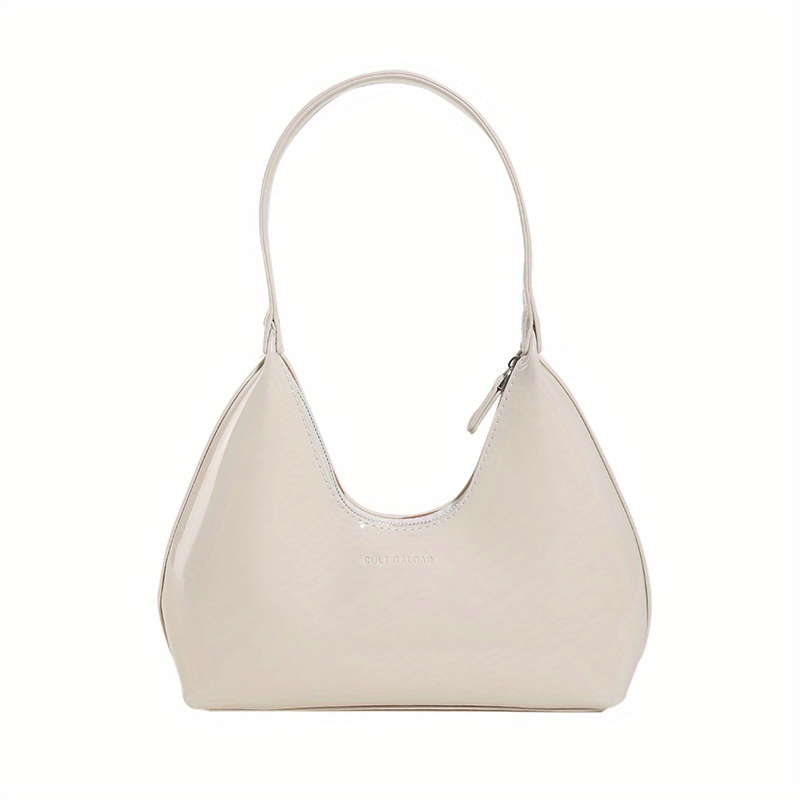 Beige patent sale leather purse