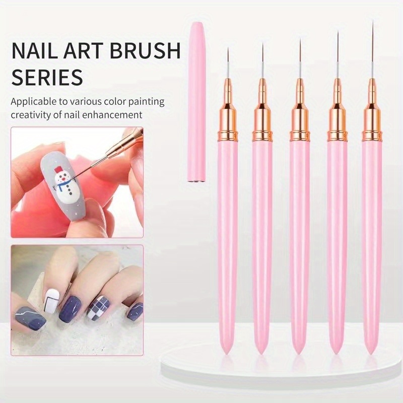 Nail Art Liner Brushes, 5Pcs Painting Nail Art Brush Set Nail Dotting  Drawing Tool For Long Lines, Thin Details, Fine Drawing Sizes 4/8/12/20/25mm