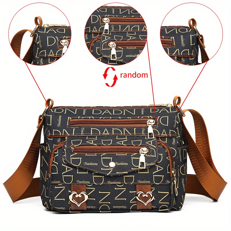 Status Icons & Hearts Brown Camera Style Crossbody Bag