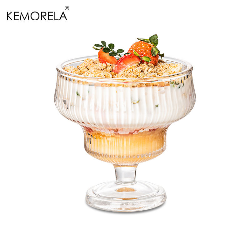 Origami Style Glass Cup Ribbed Glass Pudding Cup Dessert - Temu