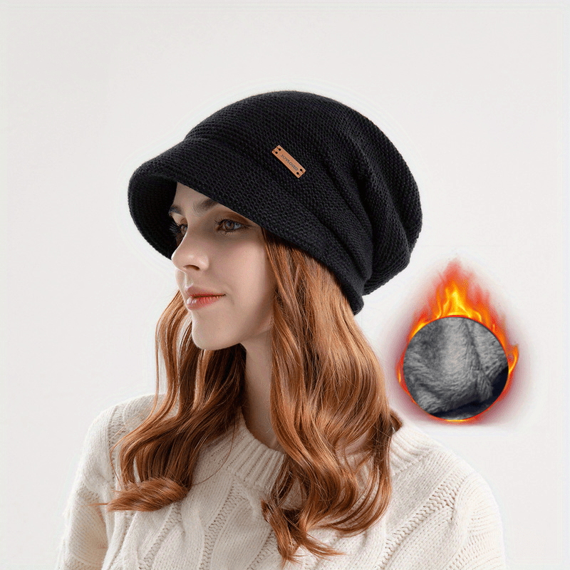 Buy Black Textured Fleece Lined Beanie Hat from Next USA