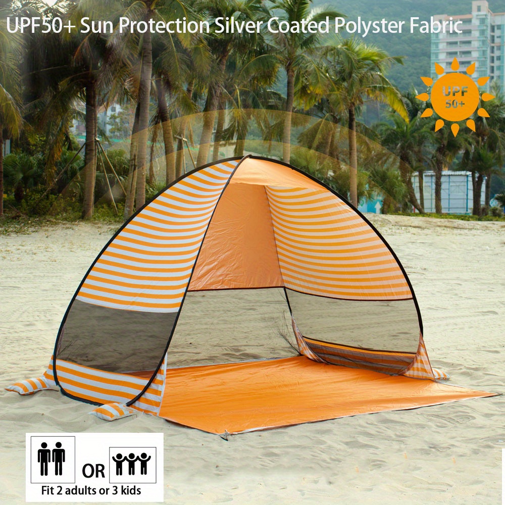 1pc Strand Pop Up Zelt, Sonnenschutz Für 2-3 Erwachsene, UPF 50+ UV-Schutz  Leichtes Tragbares Zelt