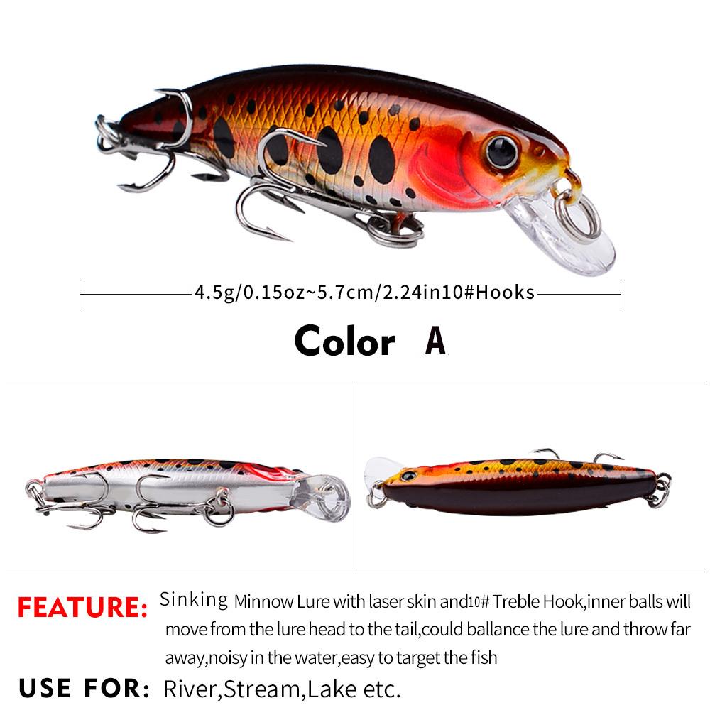 Proberos Artificial Sinking Minnow Lure 3d Eyes Bionic Hard - Temu