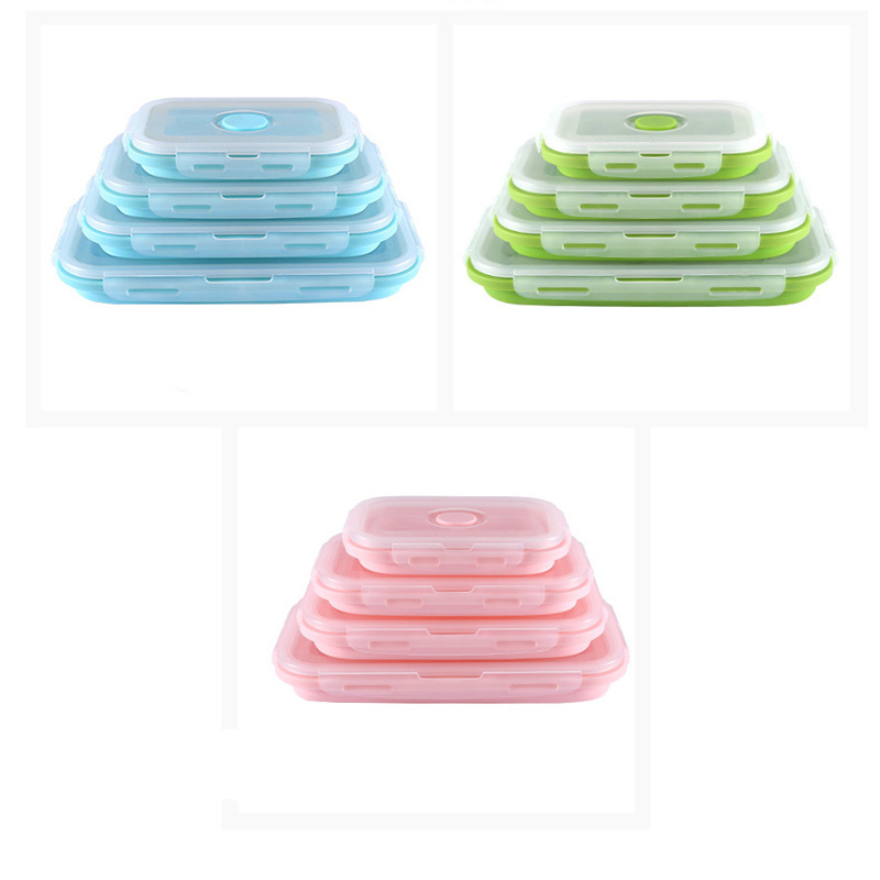 4pcs Foldable Lunch Box Leakproof Container for Teens & Wo