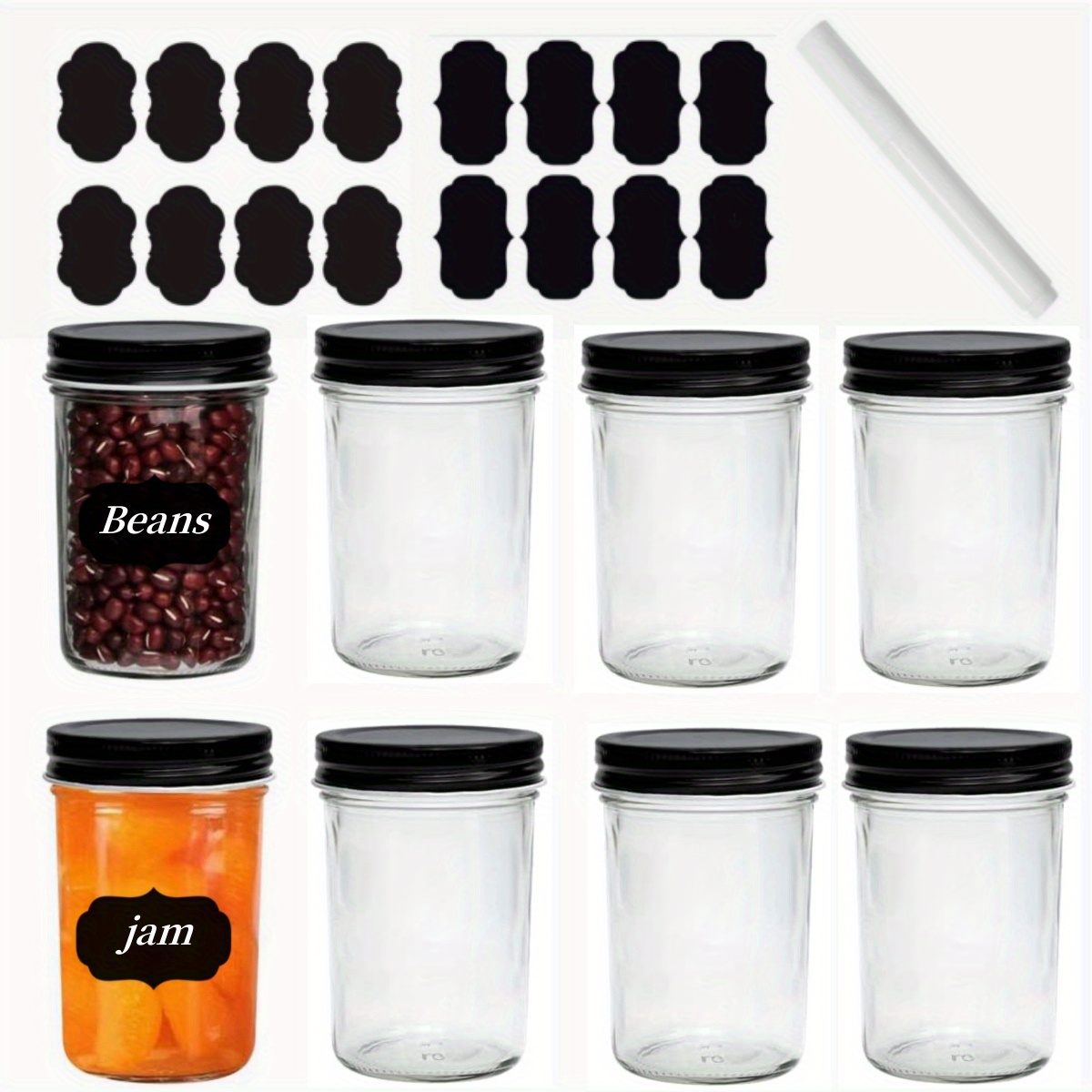 Glass Mason Jars, Glass Storage Jars, Sauce Jars With Regular Sealed Lids,  Suitable For Jam, Salad Jam, Honey, Shower/wedding Gifts, Kitchen Gadgets,  Cheap Items - Temu
