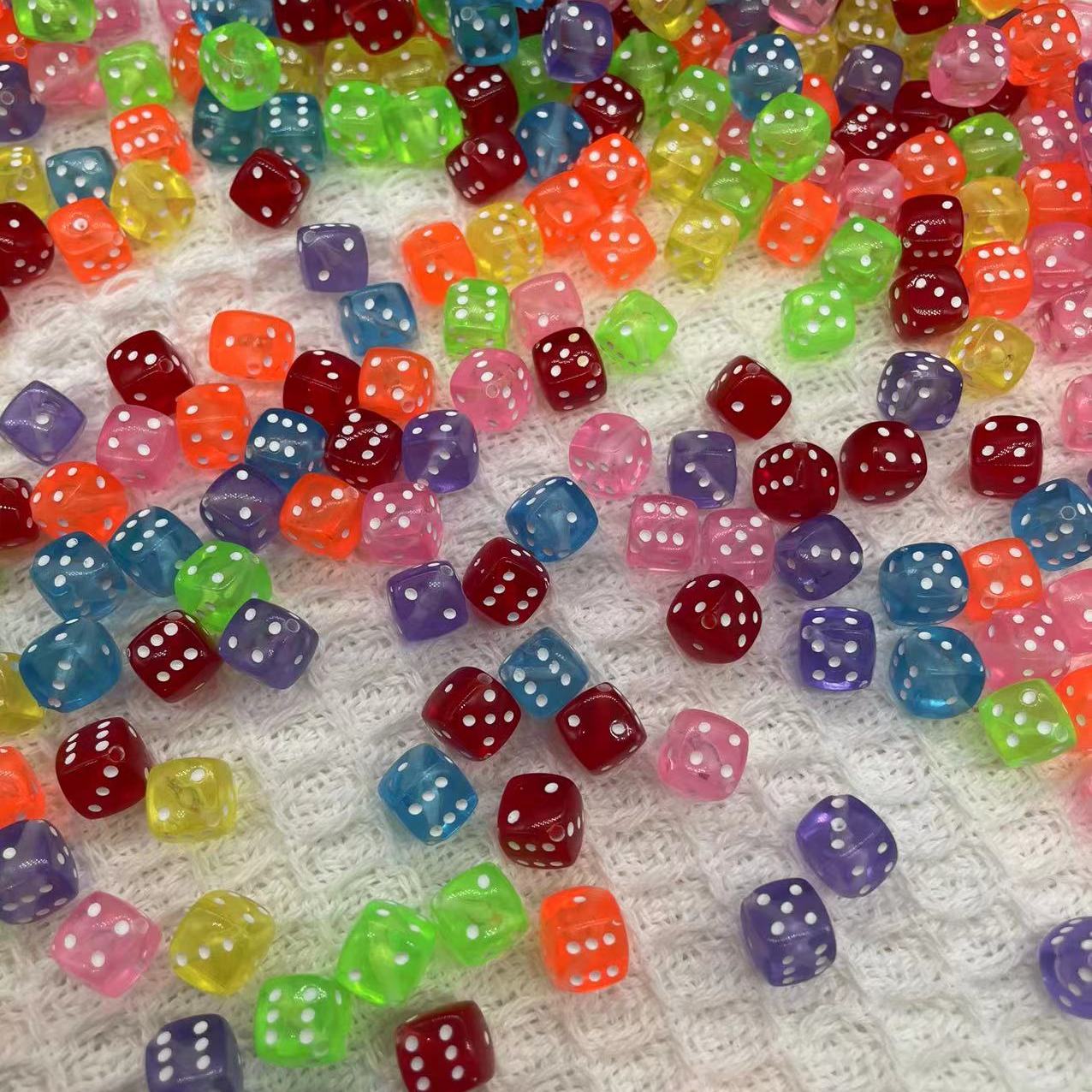 40pcs Multicolor Semi-Transparent Dice Beads For Making Bracelets,  Necklaces, Headbands, Personalized Fashion Accessories, Suitable For Diy