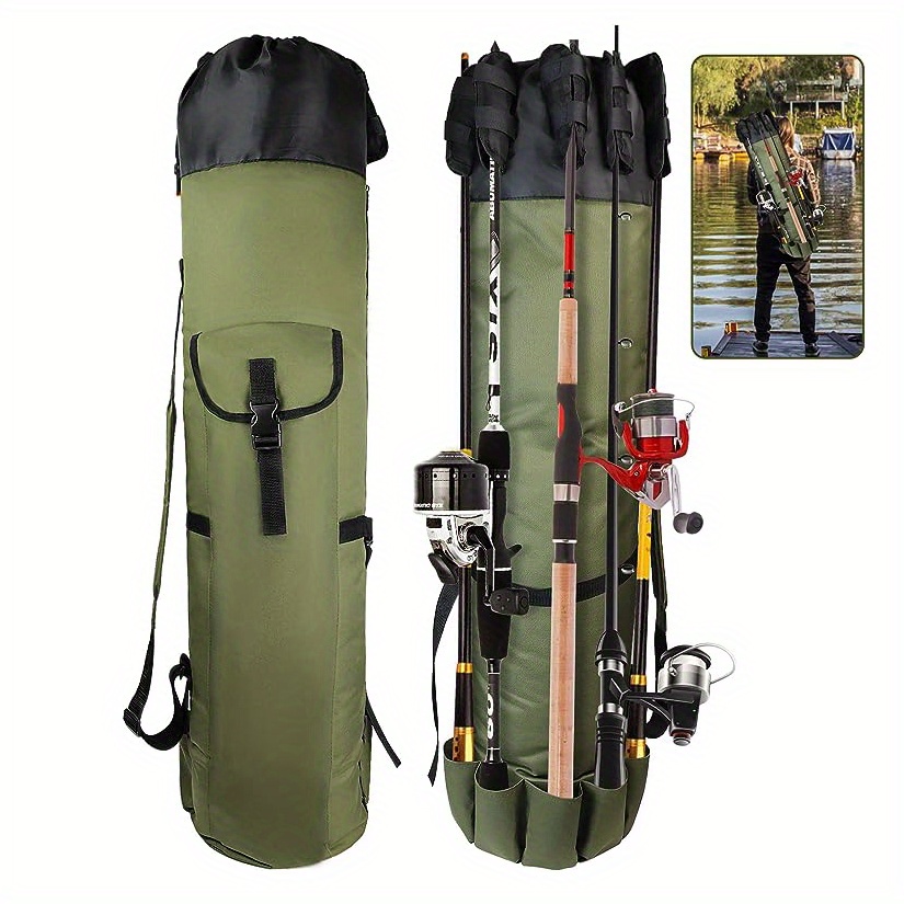 Durable Folding Fishing Rod Bag Portable Oxford Fabric Large - Temu