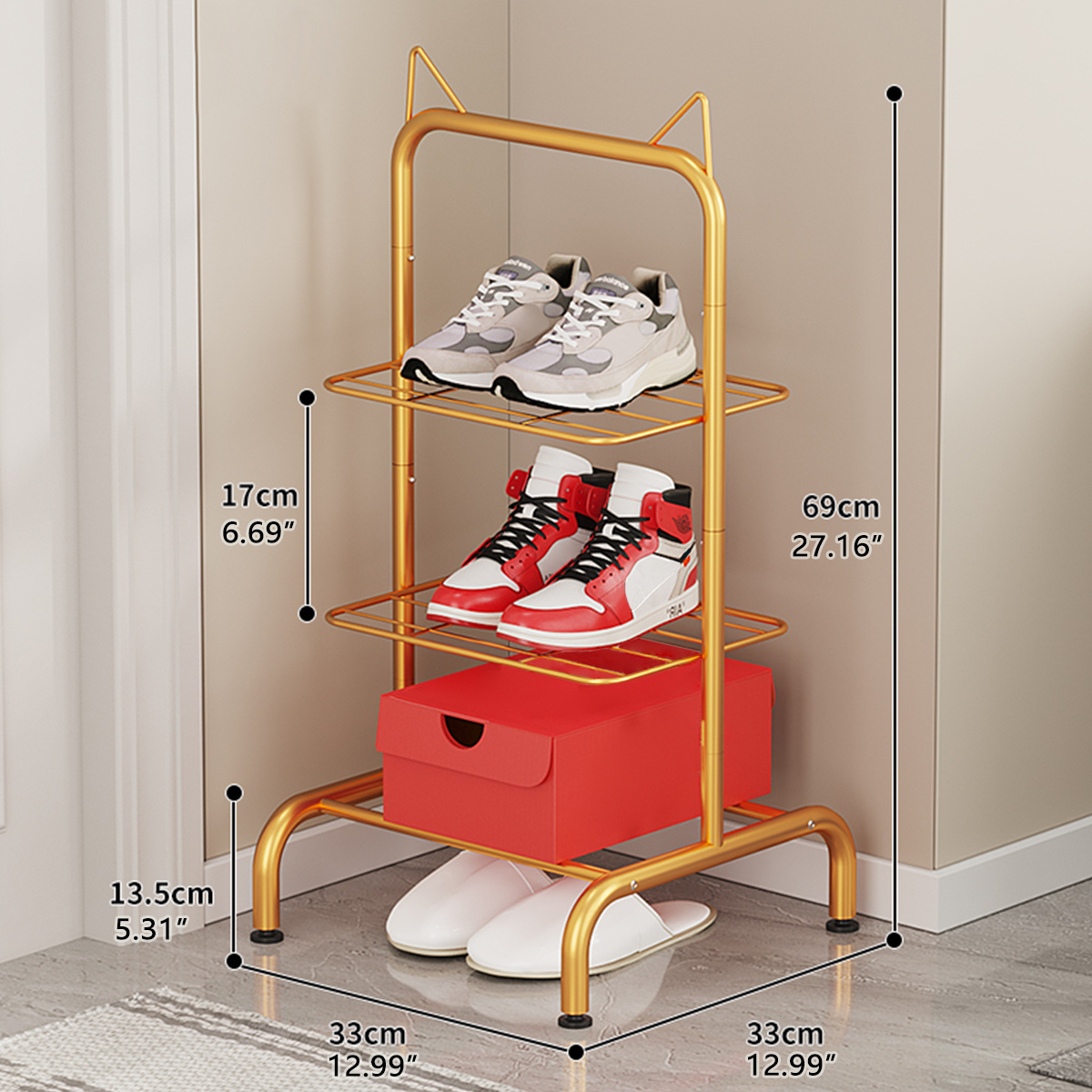 Metal Shoe Storage Rack, Simple Installation Free Standing Shoe