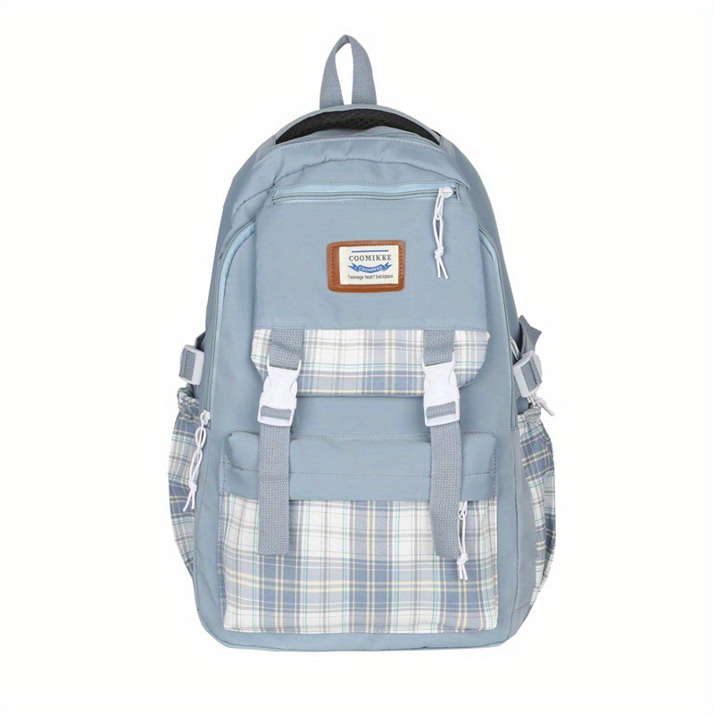 Simple Color Contrast Large Capacity Preppy Backpack, Nylon