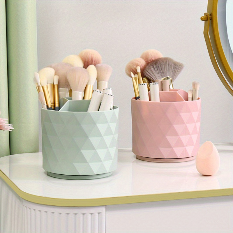 360° Rotating Makeup Brush Storage Box Portable Desktop Cosmetic Organizer  Lipstick Eyebrow Pencil Eye Shadow Brush Holder