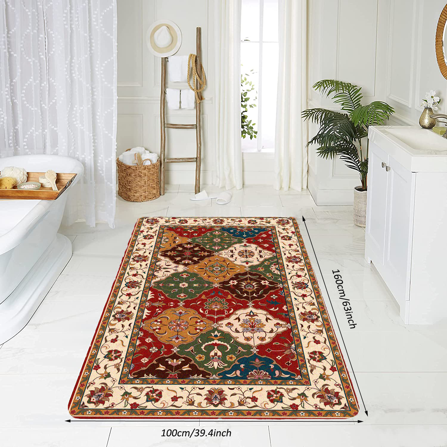 Boho Vintage Absorbent Non Slip Cushioned Rugs Stain - Temu