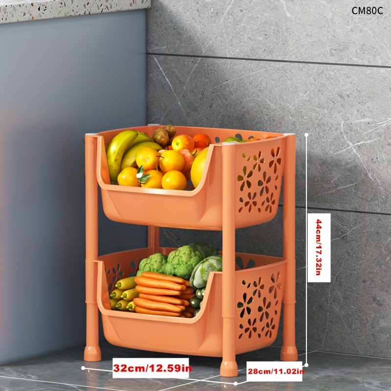  Fruit Vegetable Storage Basket With Wheels Kitchen Storage Rack  6-Tier Fruit Vegetable Stackable Floor-Standing Movable Organizer Household Storage  Snack Shelf for Kitchen Living Room Dressers Stand : Home & Kitchen