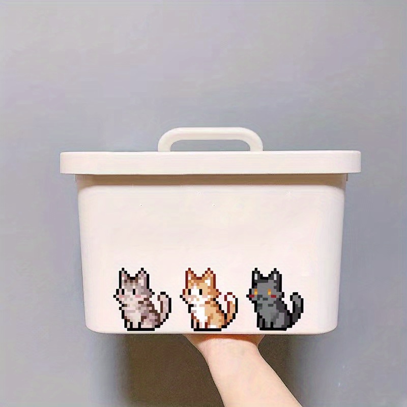 Cartoon Cute Pixel Pet Cat Stickers Storage Box Notebook Computer Mobile  Phone Creative Waterproof Stickers - Temu Austria