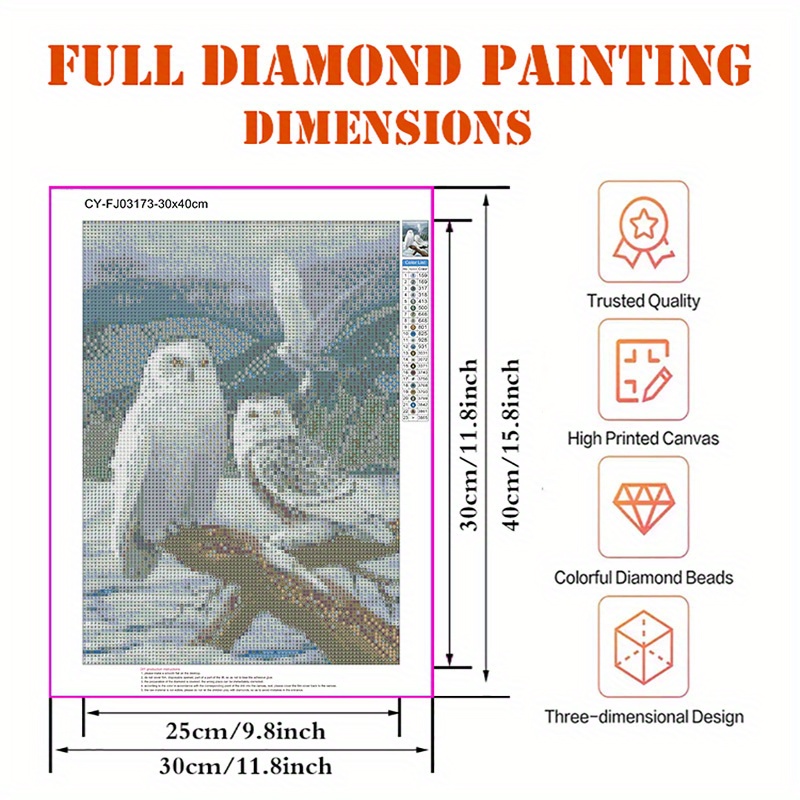 White Owl Diamond Painting Set Diy Mosaic Decorative Craft - Temu