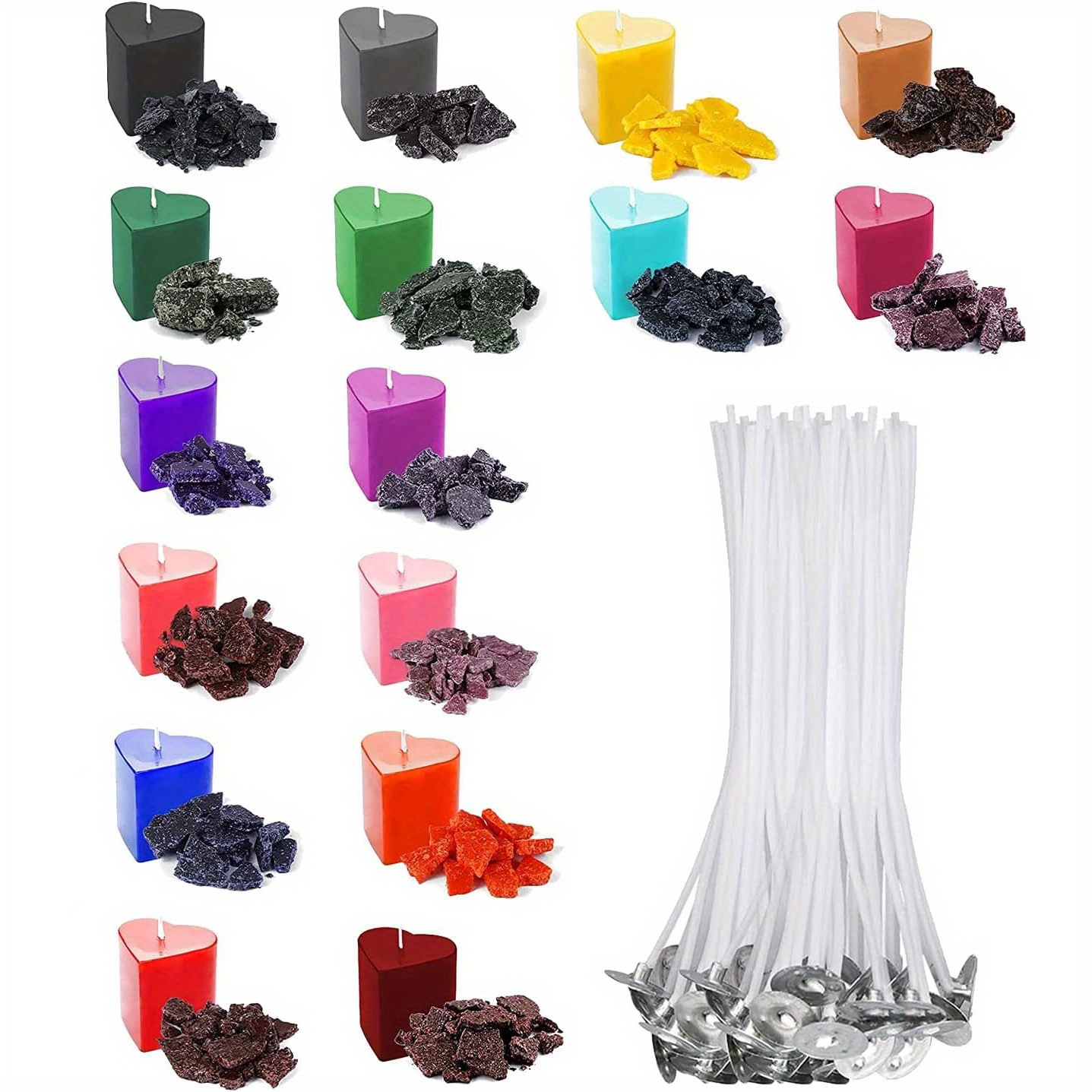 16 Color Candle Dye Chips, Soy Wax Dye Flakes for Candle Making, Candle  Coloring