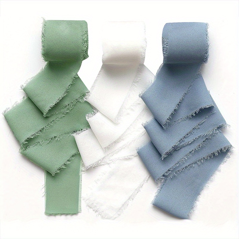 15yard Chiffon Ribbon Fringe Fabric Ribbon Dusty Blue Ribbon - Temu