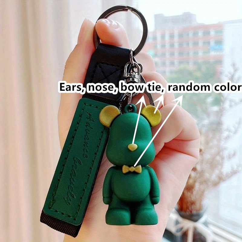 Resin Bow Tie Big Ears Bear Keychain Men and Women Couple Bag Pendant Car  Key Chain Key Ring Accessories Keyring Small Gift