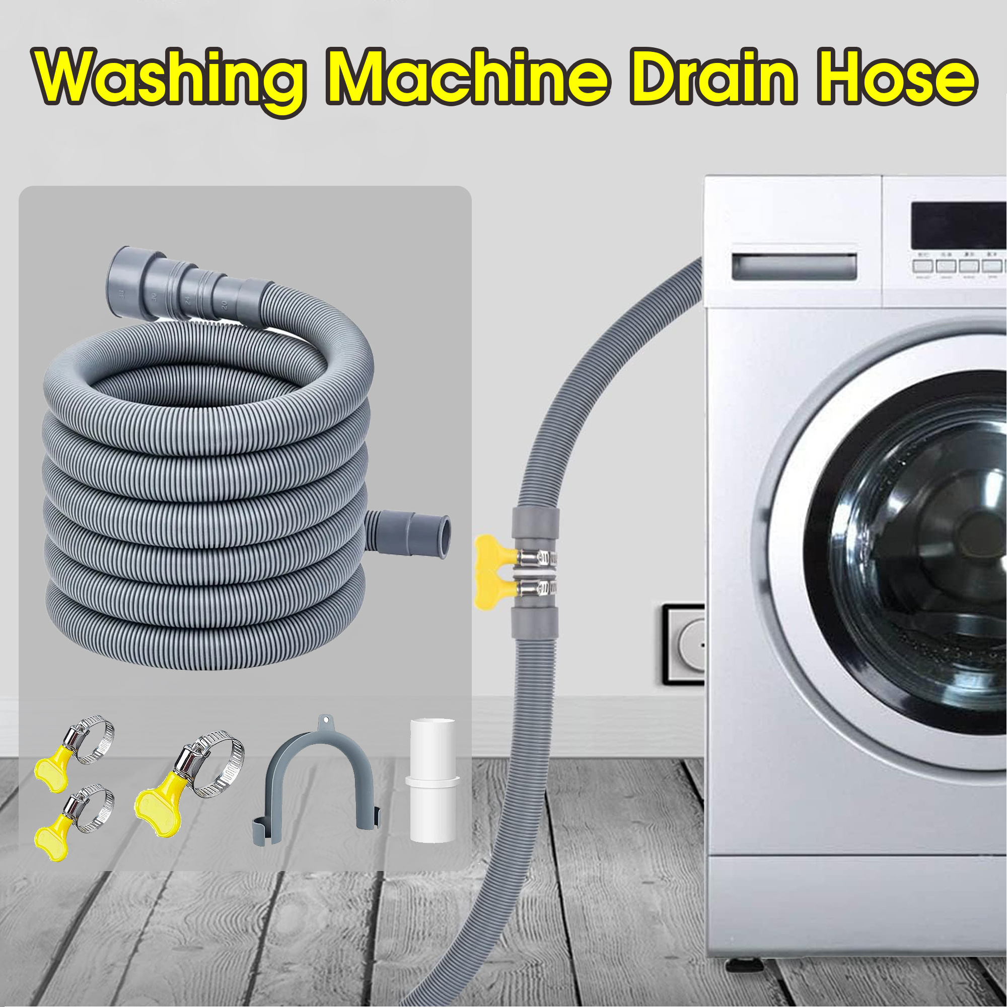 Extensión de manguera de drenaje para lavadora de lavavajillas, manguera de  drenaje corrugada flexible de 10 pies con 1 adaptador, 1 soporte para