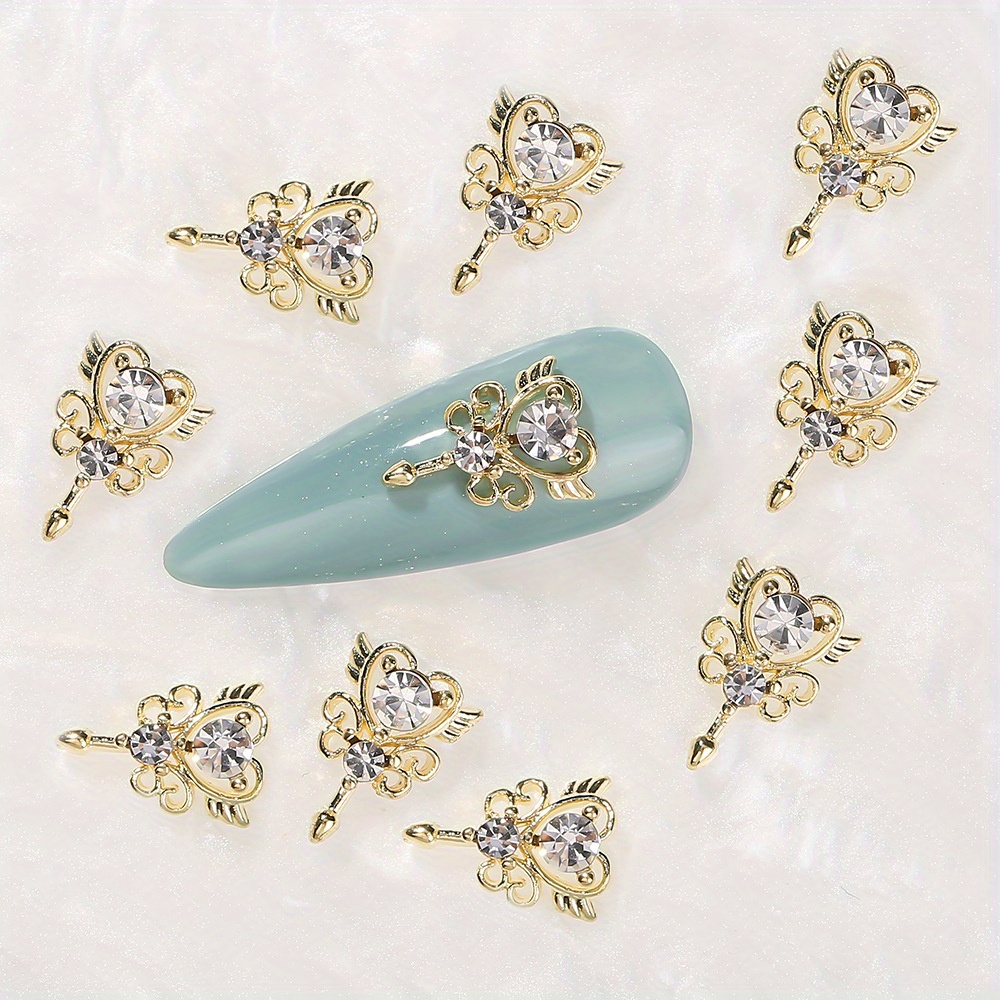 Heart Magic Wand Nail Charms 3d Colorful Heart Rhinestones - Temu