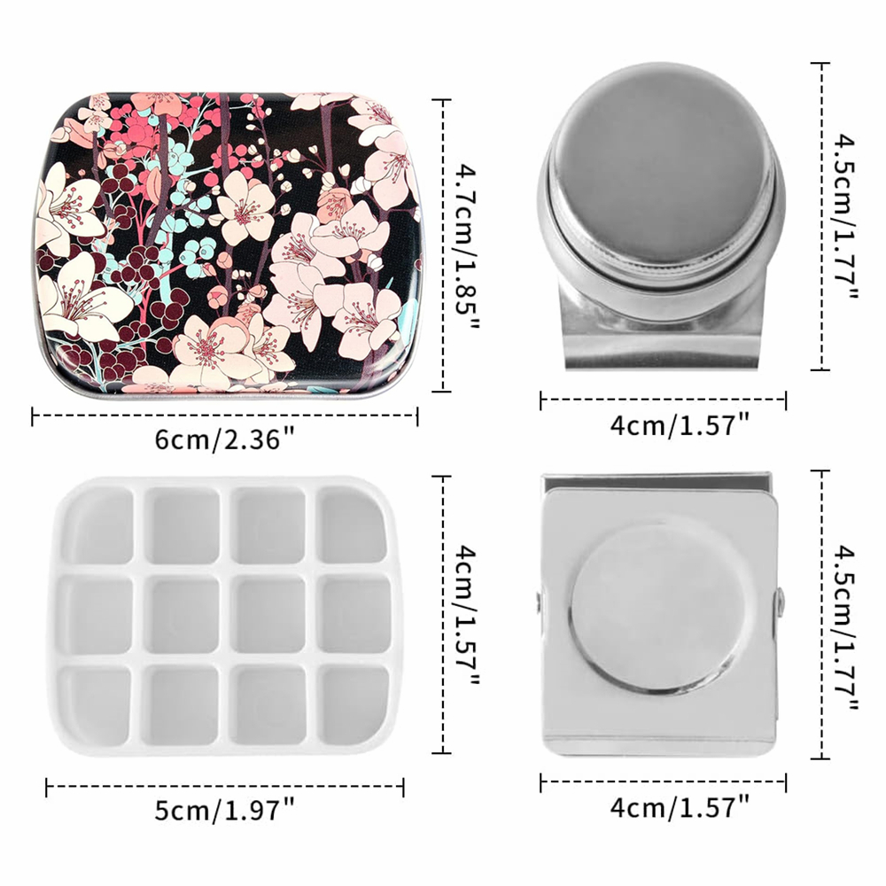 Portable Mini ,12-Well Empty Watercolor Palette,Small Paint