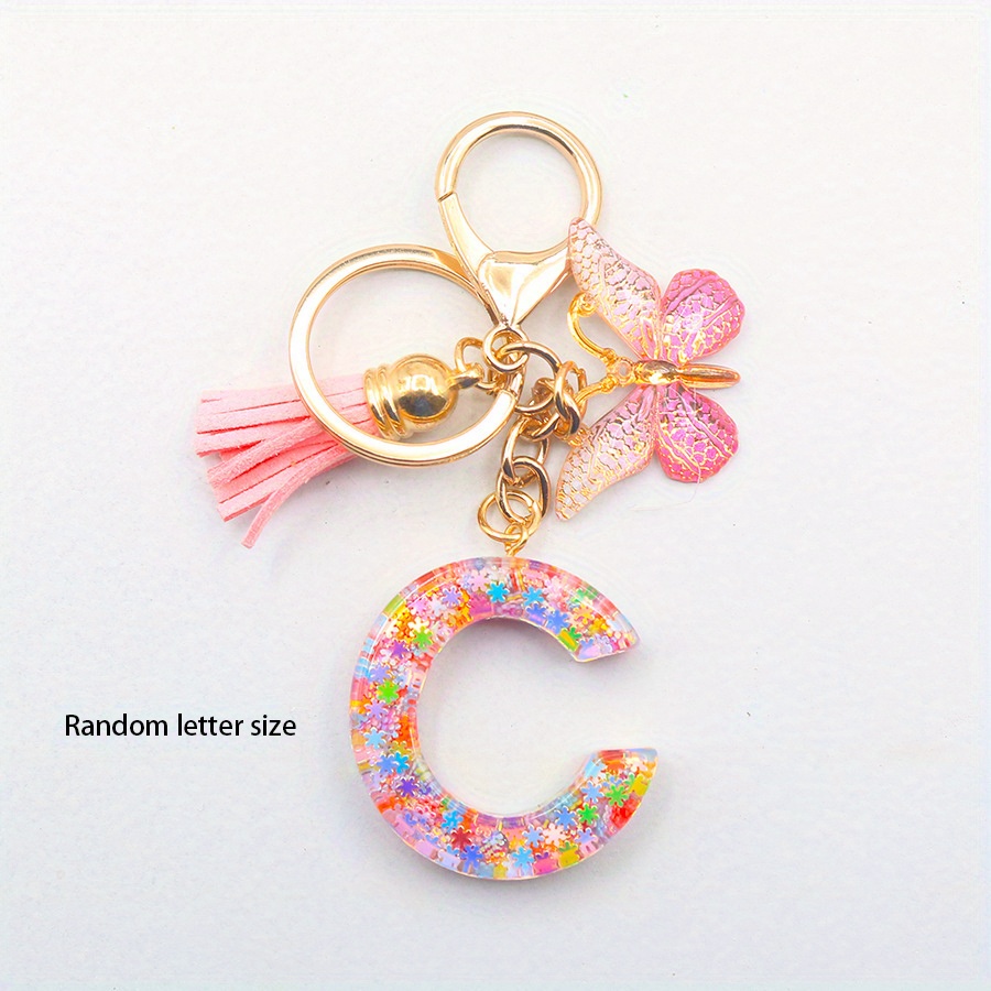 1pc Initial Letter Keychain Resin Letter Keychain Pendant Backpack Purse Accessories for Girls,Temu