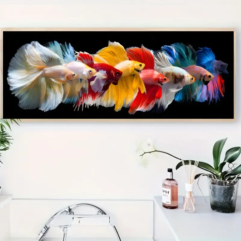1pc 35 100 14 40 Abstract Multi Color Fish Canvas Painting Wall