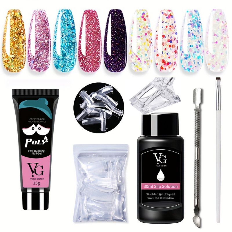 SXC Cosmetics P-06 Extension Gel Nail Kit Bridal Series All-in-One Gel Nail  Art Starter Kit | Gel nail kit, Polygel nails, Gold nail art