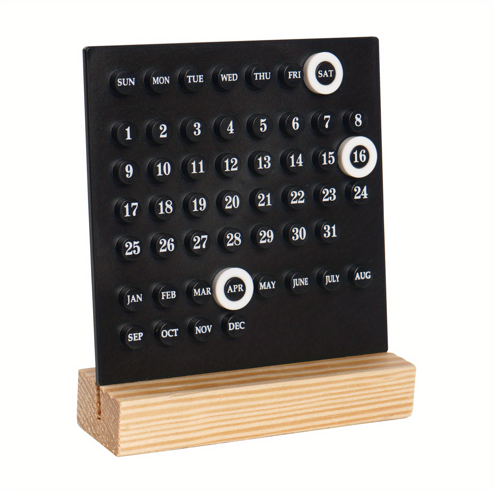 Red Ring Perpetual Calendar Wooden Base Creative Office - Temu