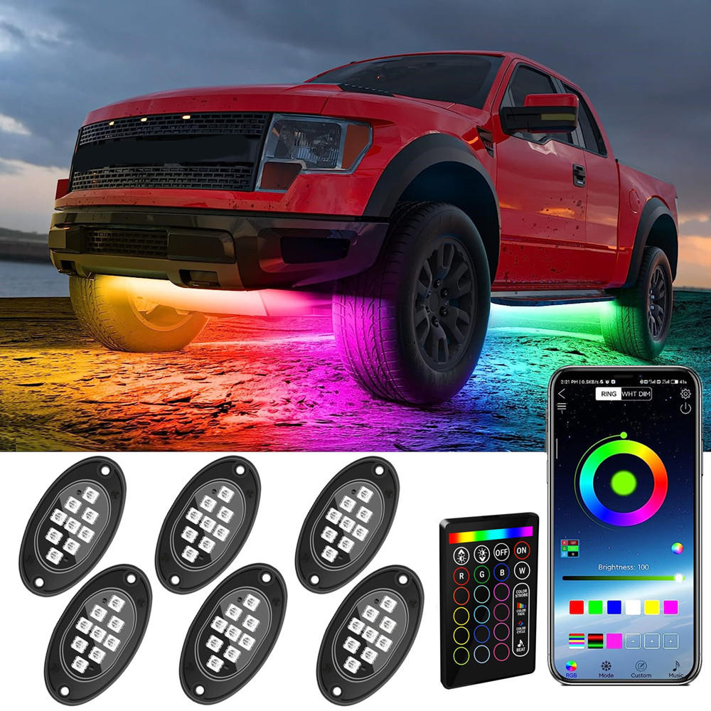 RGB LED Rock Ligh For Trucks, Multicolor Neon Underglow Lights With App/RF  Control Music Mode,Brake Warn,Waterproof For Car Offroad SUV ATV UTV DC12V