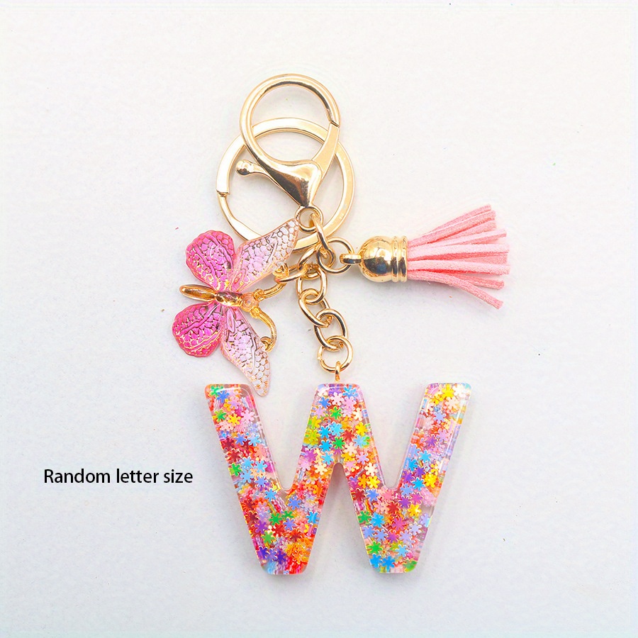 1pc Initial Letter Keychain Resin Letter Keychain Pendant Backpack Purse Accessories for Girls,Temu